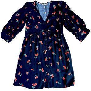 Omnes retro cherry print baby doll mini dress. Size 6